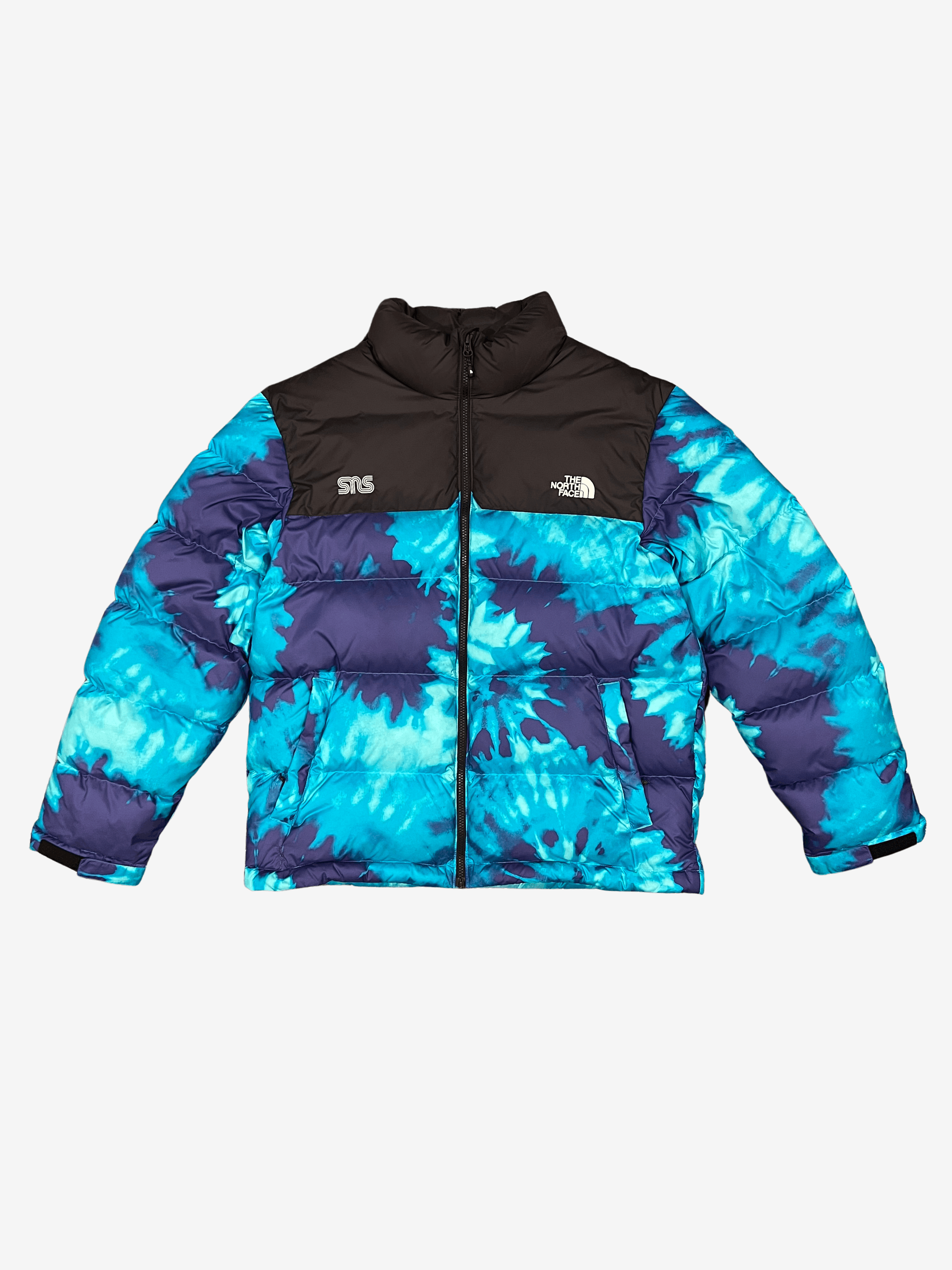 The North Face x SNS Puffer Nuptse Jacket Scuba Blue Tie Dye Sz L  