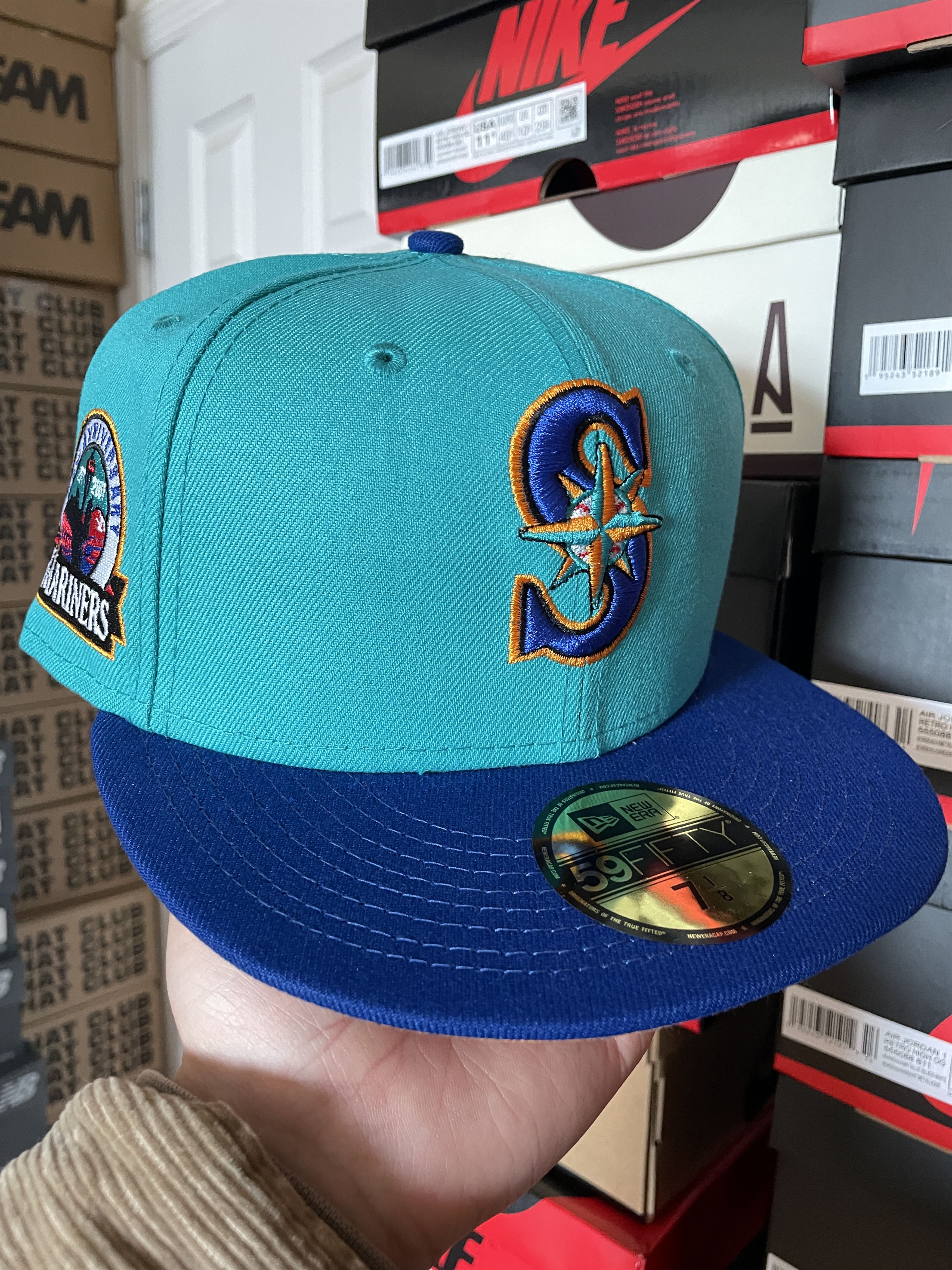 MLB × New Era Blue Orange Seattle Mariners 7 1/8 30th Sneaker Town Miami Size ONE SIZE - 1 Thumbnail