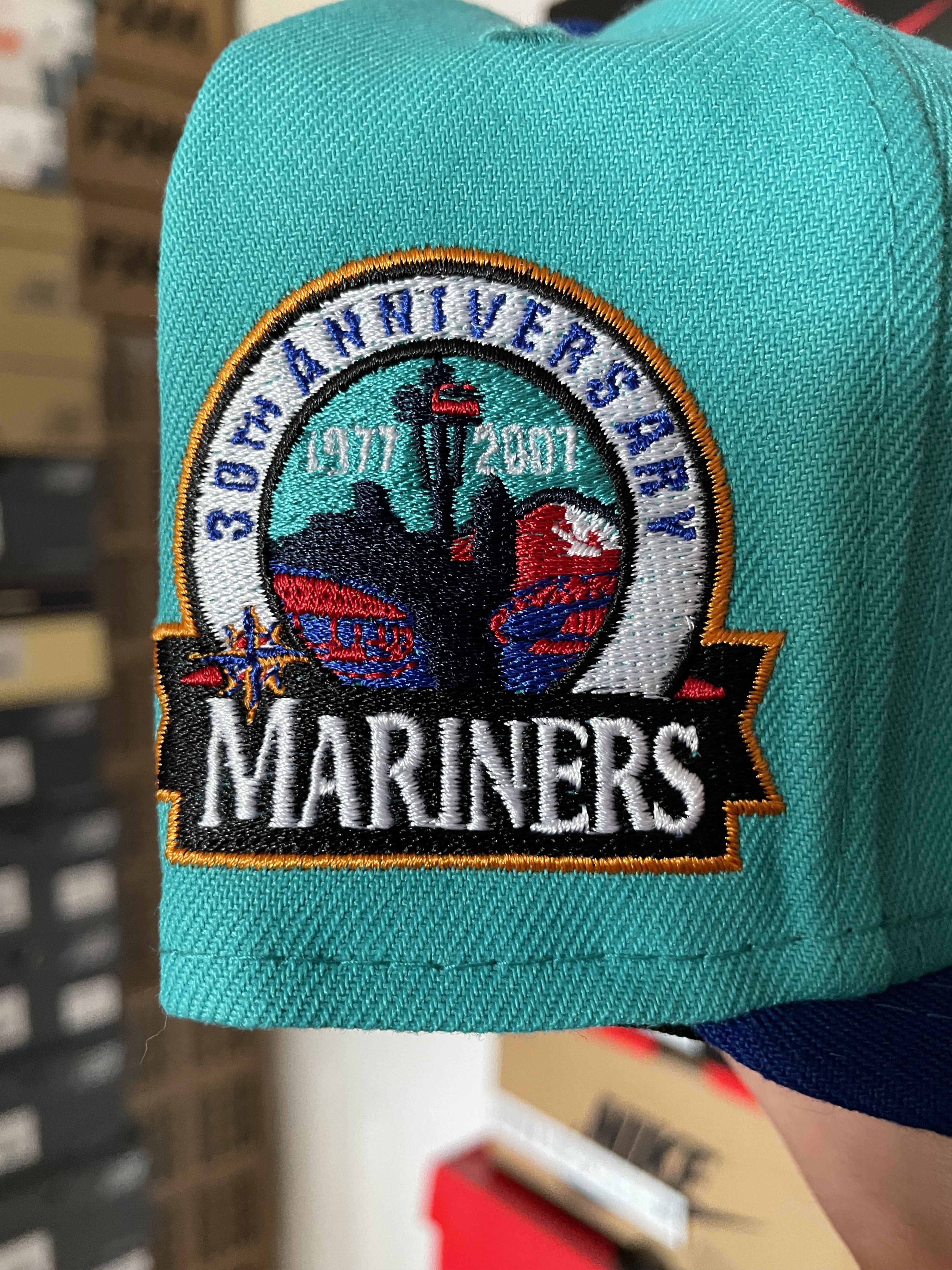 MLB × New Era Blue Orange Seattle Mariners 7 1/8 30th Sneaker Town Miami Size ONE SIZE - 4 Thumbnail