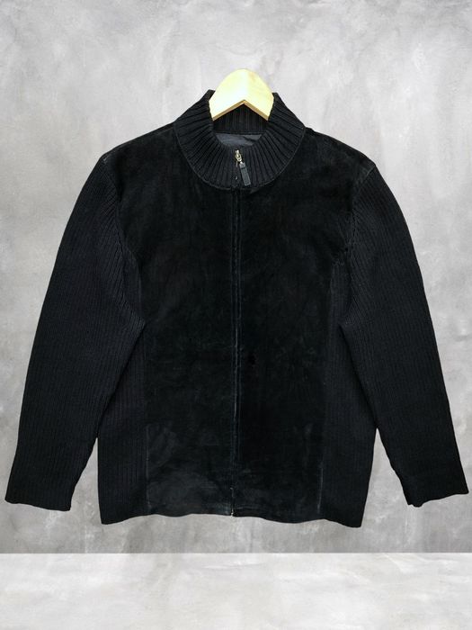 Vintage VINTAGE Suede Knit Japanese Zip Up Jacket Sweater Knitted