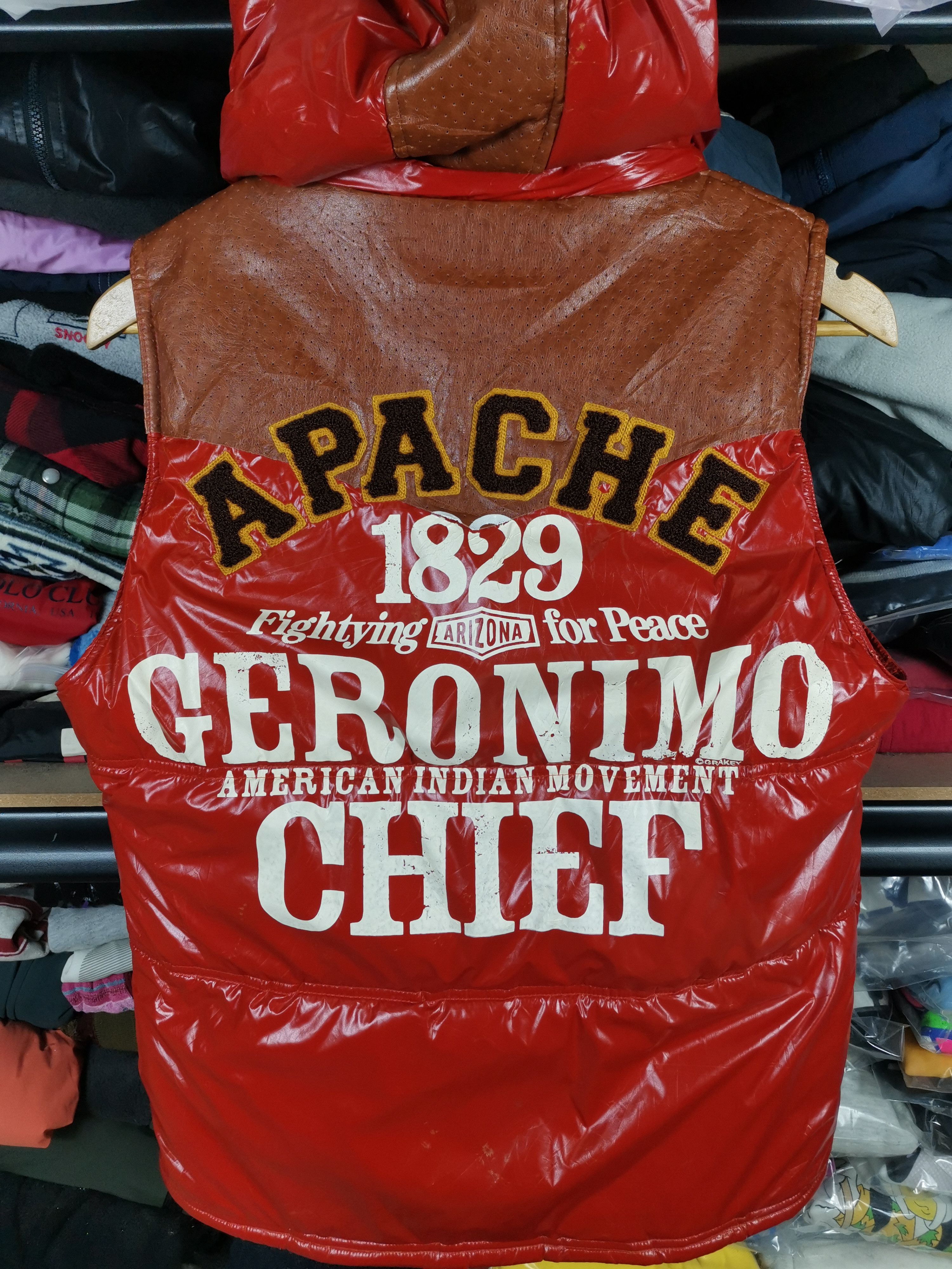 image of Avant Garde x Vintage Geronimo Apache Puffer Vest in Red, Men's (Size Medium)
