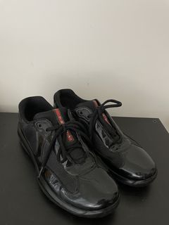 Shiny hot sale prada trainers