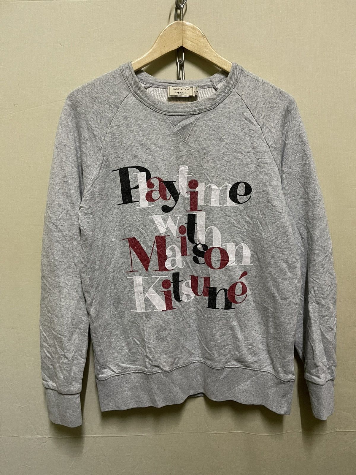 image of Playtime With Maison Kitsune Sweatshirt Xs in Grey, Men's