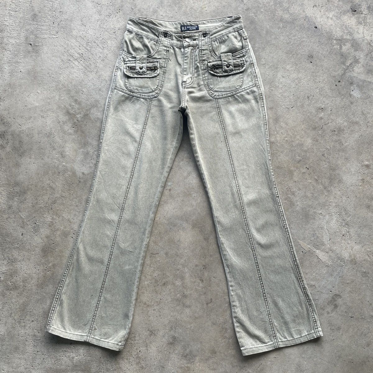 image of Straight Faded Vintage Haphazard Faded Flare Bush Trousers Pants W26, Men's