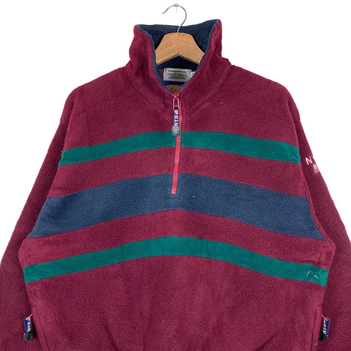 Vintage Vintage New Yorker Quarter Zip Stripes Pullover Jumper Sherp Size US M / EU 48-50 / 2 - 2 Thumbnail