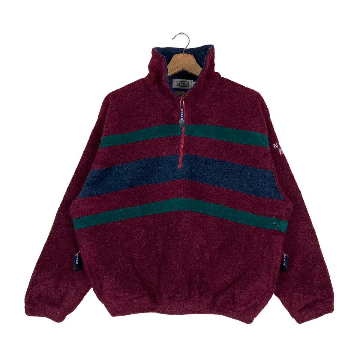Vintage Vintage New Yorker Quarter Zip Stripes Pullover Jumper Sherp Size US M / EU 48-50 / 2 - 1 Thumbnail