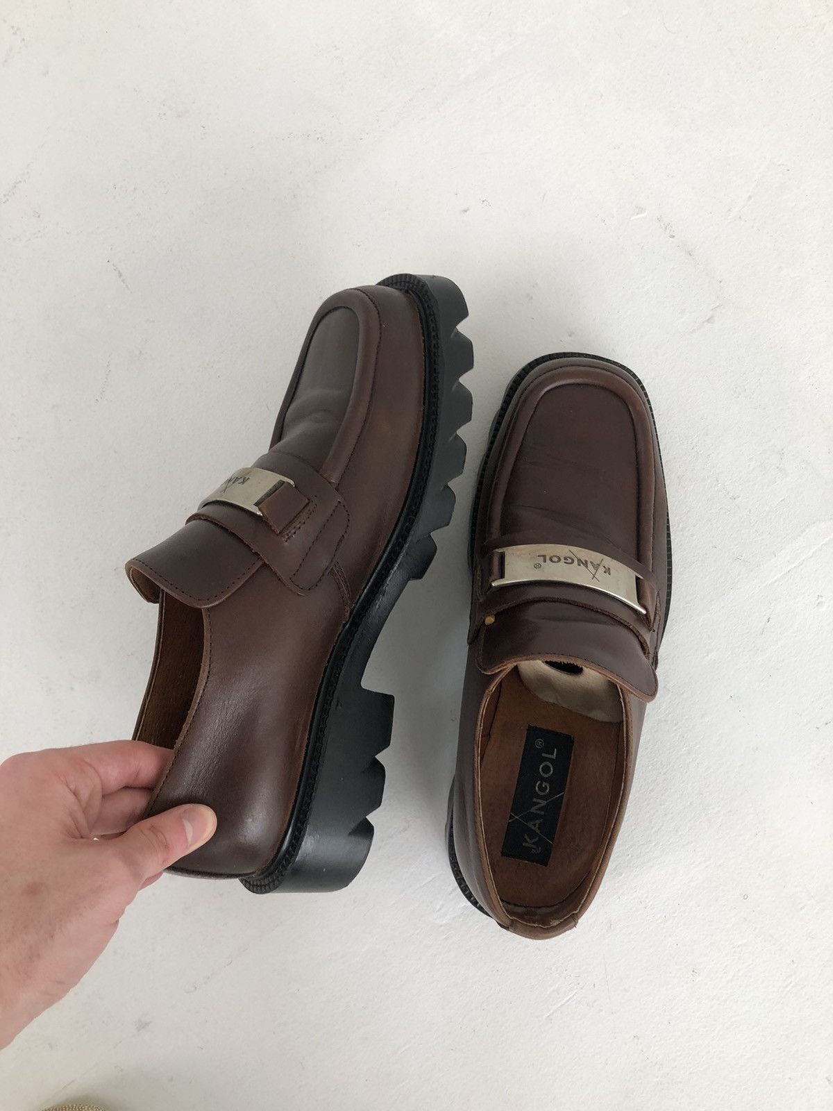 20471120 Vintage Kangol brushed leather loafers slip on dead stock Size US 10 / EU 43 - 3 Thumbnail