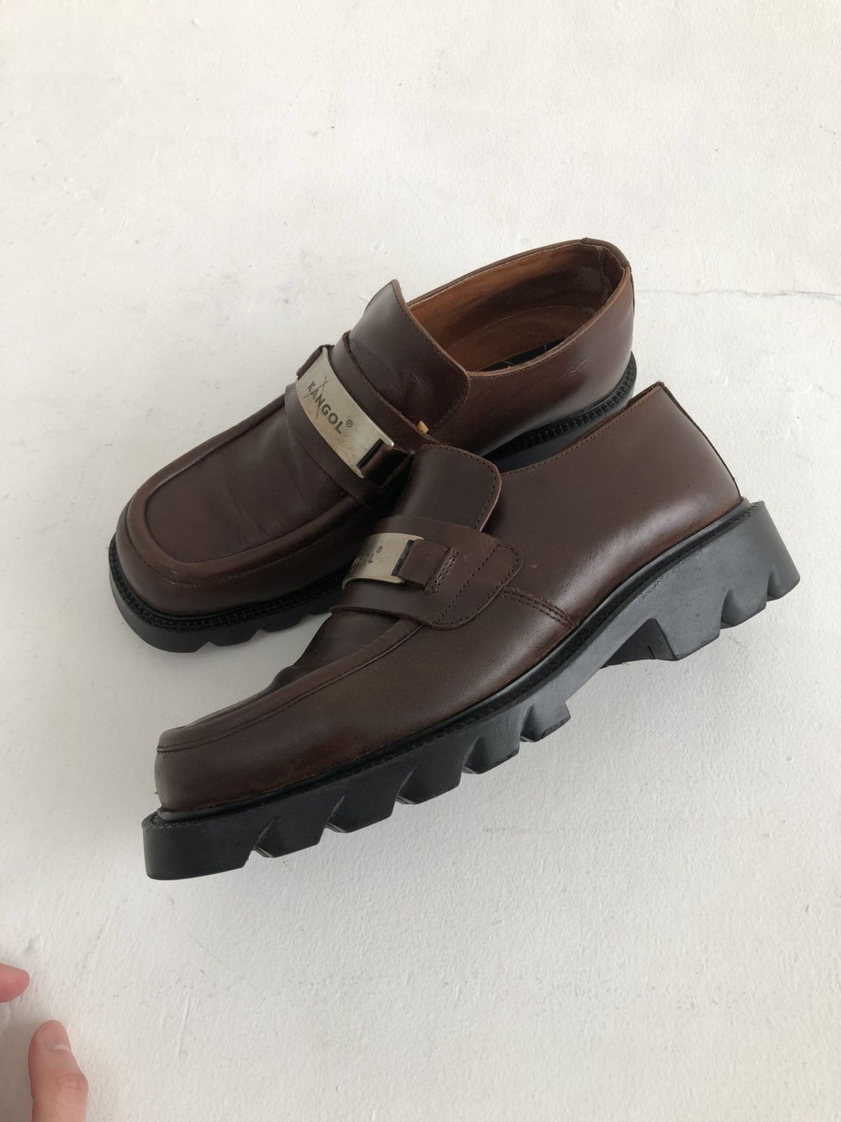 image of 20471120 x Archival Clothing Vintage Kangol Brushed Leather Loafers Slip On Dead Stock in Brown (Si