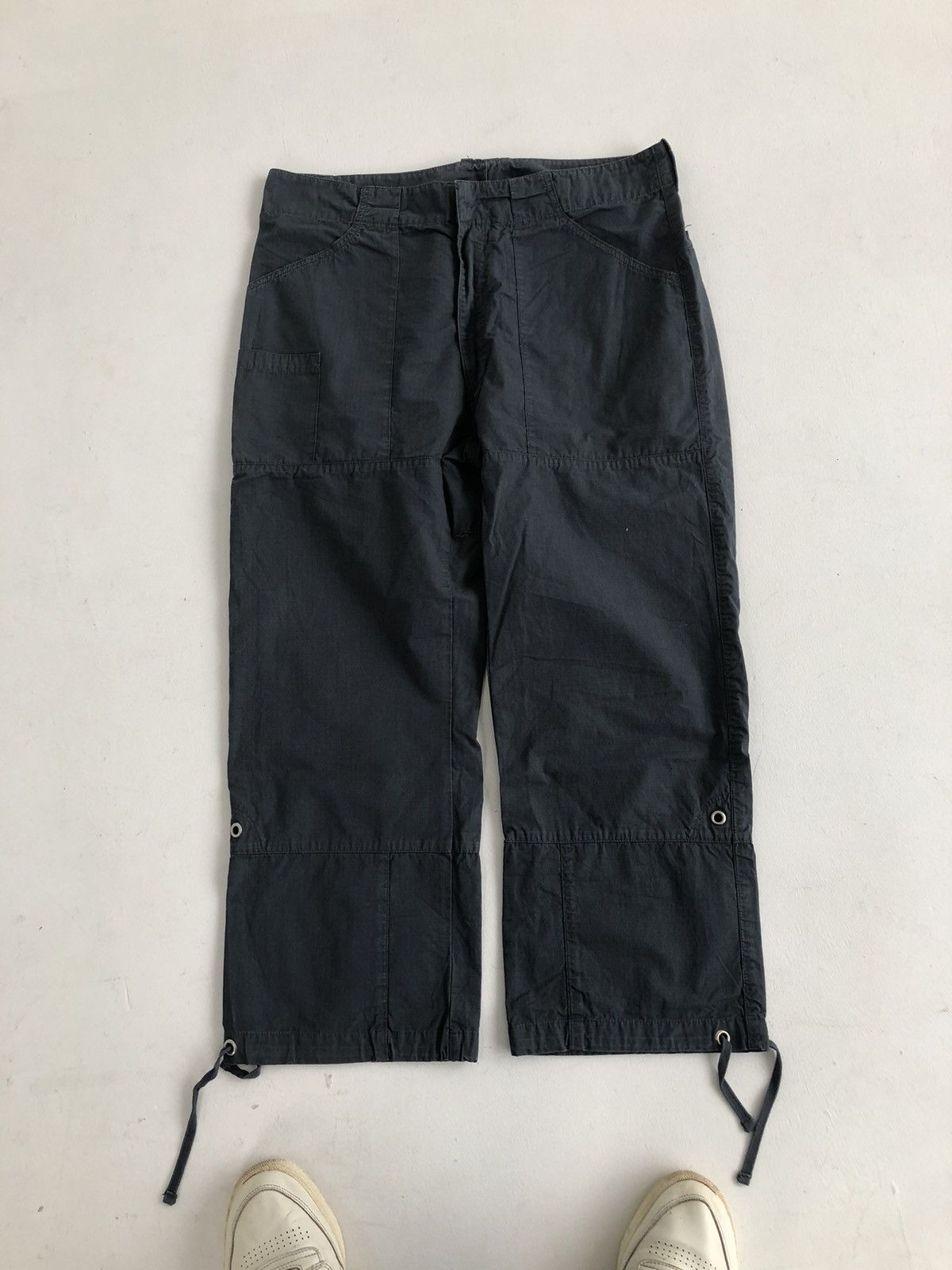 Japanese Brand Vintage wide leg baggy cropped pants trousers Y2K Navy blue Size US 34 / EU 50 - 2 Thumbnail