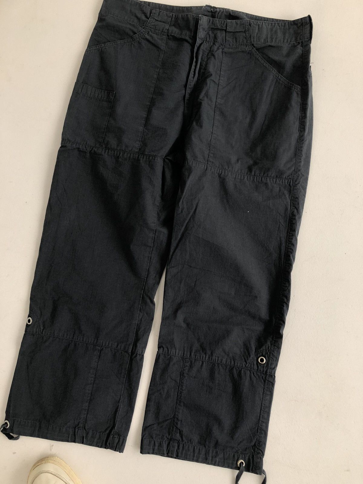 Japanese Brand Vintage wide leg baggy cropped pants trousers Y2K Navy blue Size US 34 / EU 50 - 3 Thumbnail