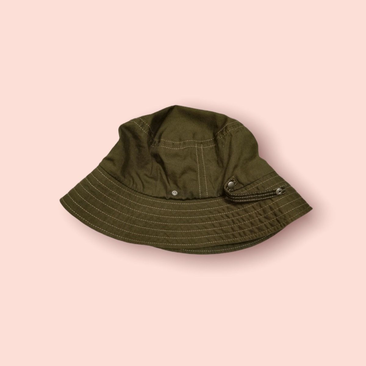 image of Jun Takahashi x Uniqlo Packable Military Green Uniqlo Bucket Hat in Miltary Green, Men's