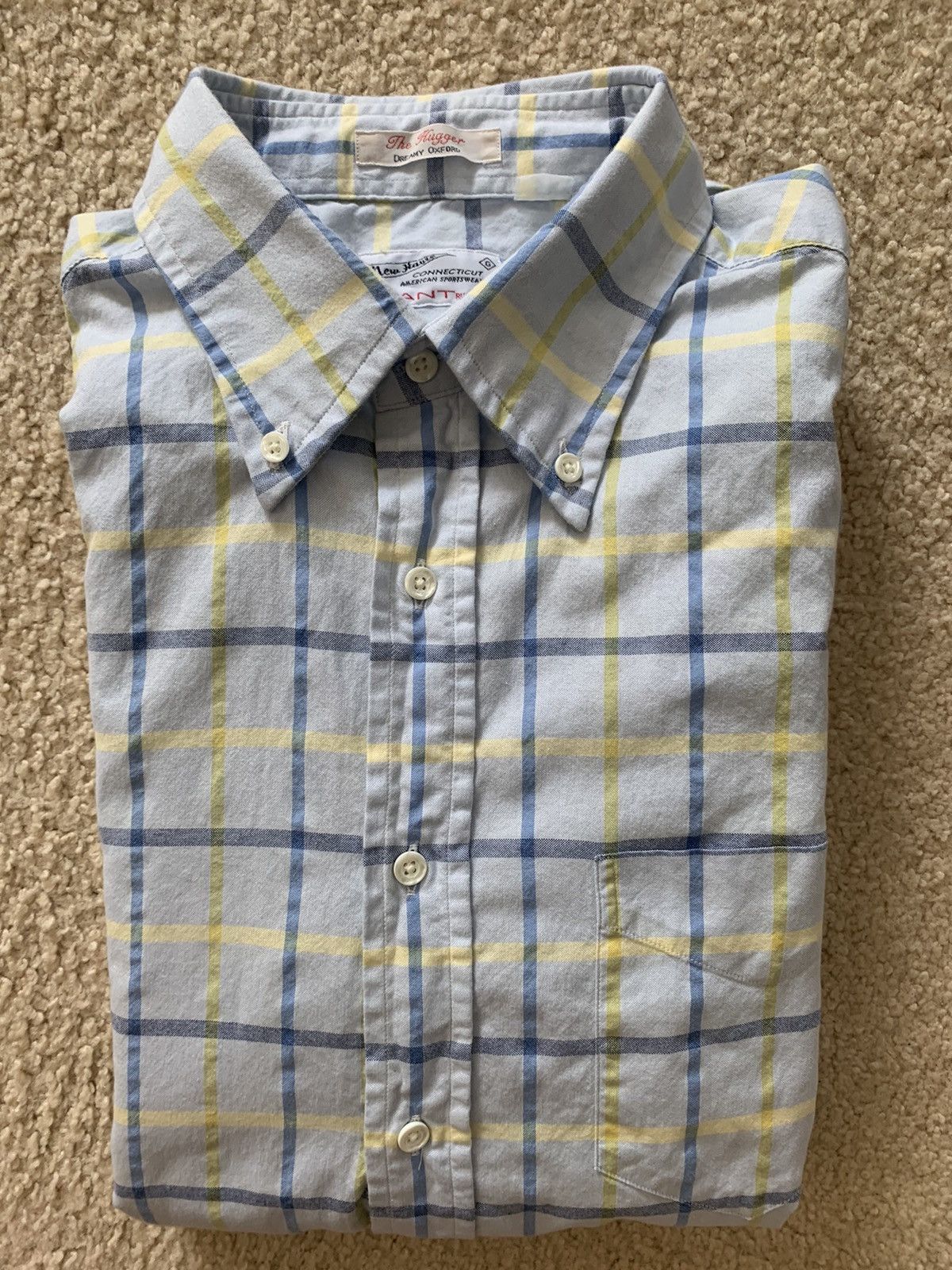 Gant Rugger The Hugger Dreamy Oxford in Windowpane Size US M / EU 48-50 / 2 - 1 Thumbnail