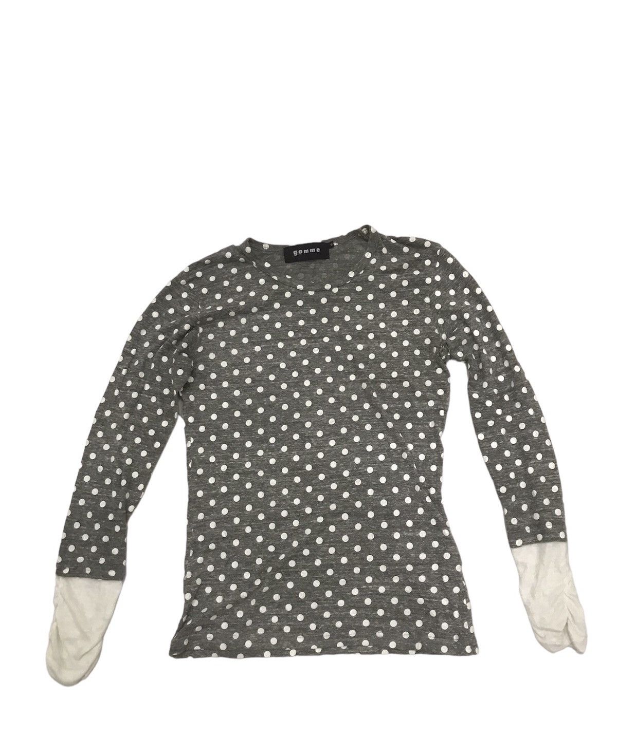 image of Gomme Homme x Yohji Yamamoto Japan Designer Gomme Polkadot Grey Women Long Sleeve T Shirt (Size Med