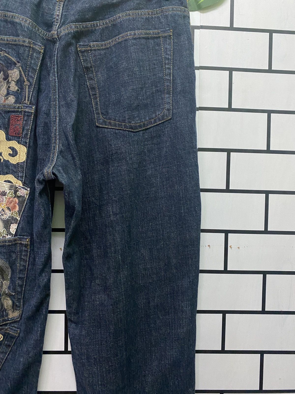 Japanese Brand Vintage KARAKURI TAMASHI MULTI POCKET EMBROIDERED DENIM PANT Size US 35 - 14 Thumbnail