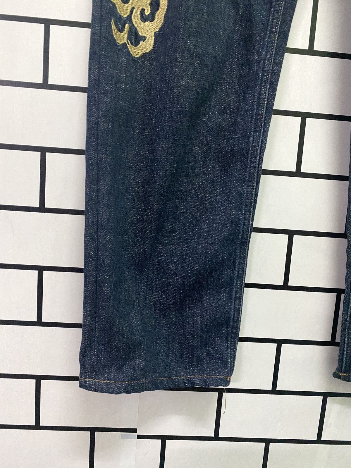 Japanese Brand Vintage KARAKURI TAMASHI MULTI POCKET EMBROIDERED DENIM PANT Size US 35 - 7 Thumbnail
