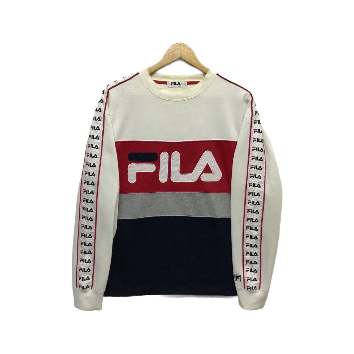 Fila × Vintage Vintage Fila Sweatshirt Fila Side Tape Jumper Fila Pullover Size US M / EU 48-50 / 2 - 1 Thumbnail