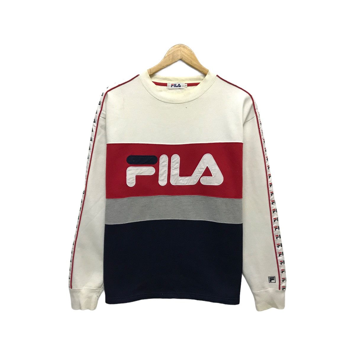 Fila × Vintage Vintage Fila Sweatshirt Fila Side Tape Jumper Fila Pullover Size US M / EU 48-50 / 2 - 2 Thumbnail