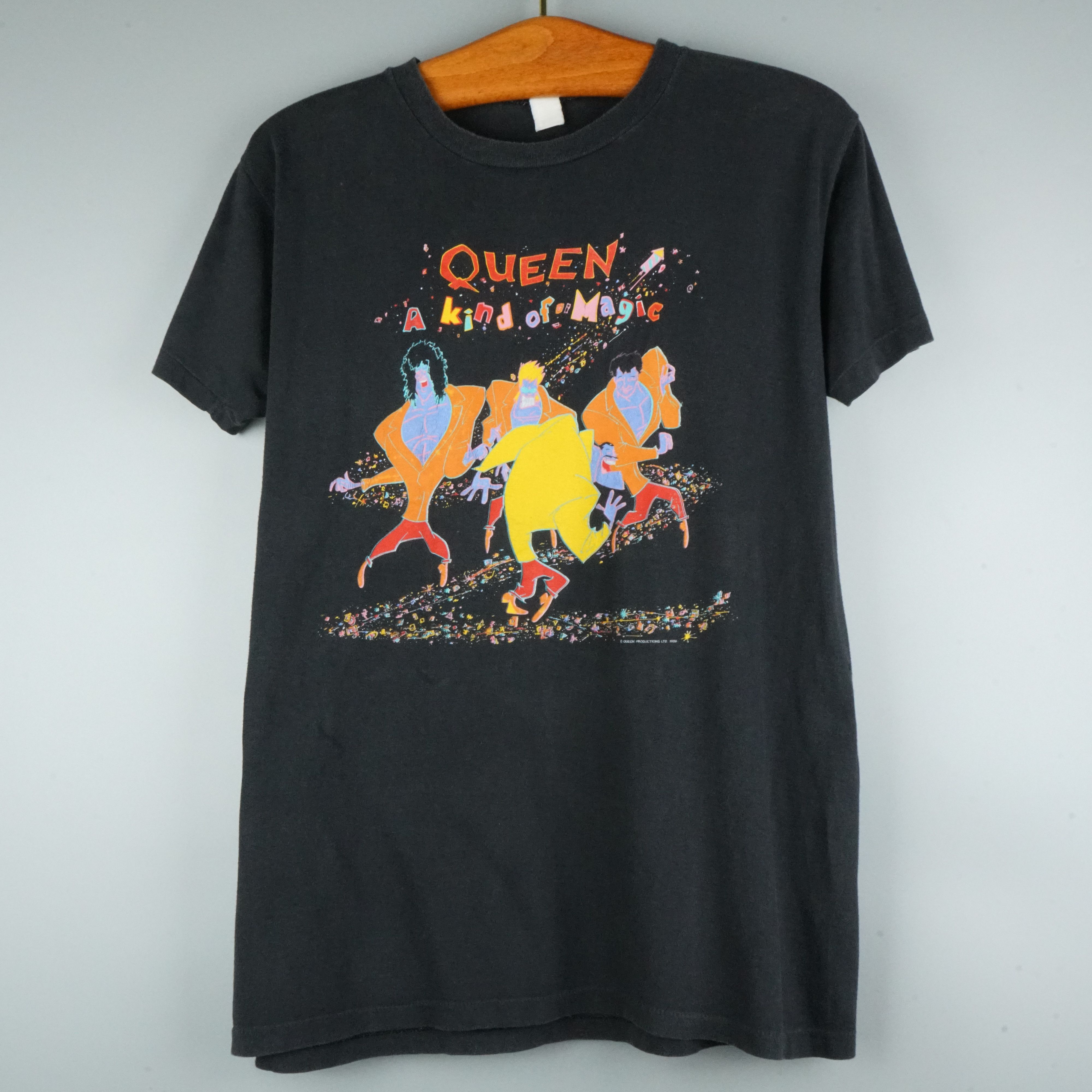 image of Band Tees x Queen Tour Tee 1986 Queen T Shirt Freddy Mercury in Black, Men's (Size Medium)