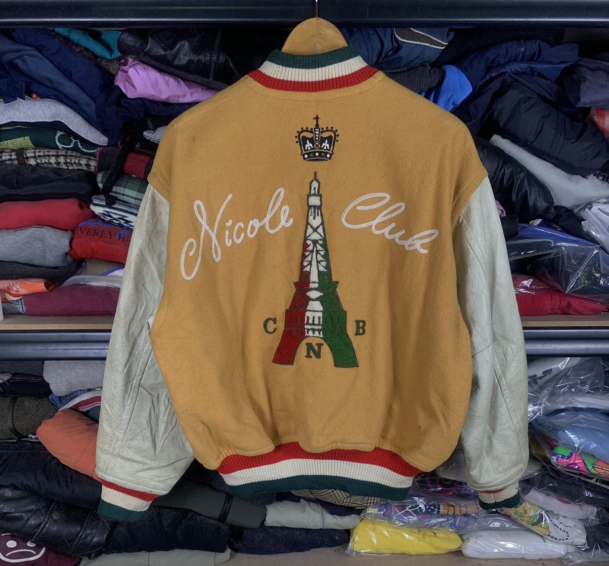 Vintage Nicole Club Mohair Sleeve Leather Varsity Jacket