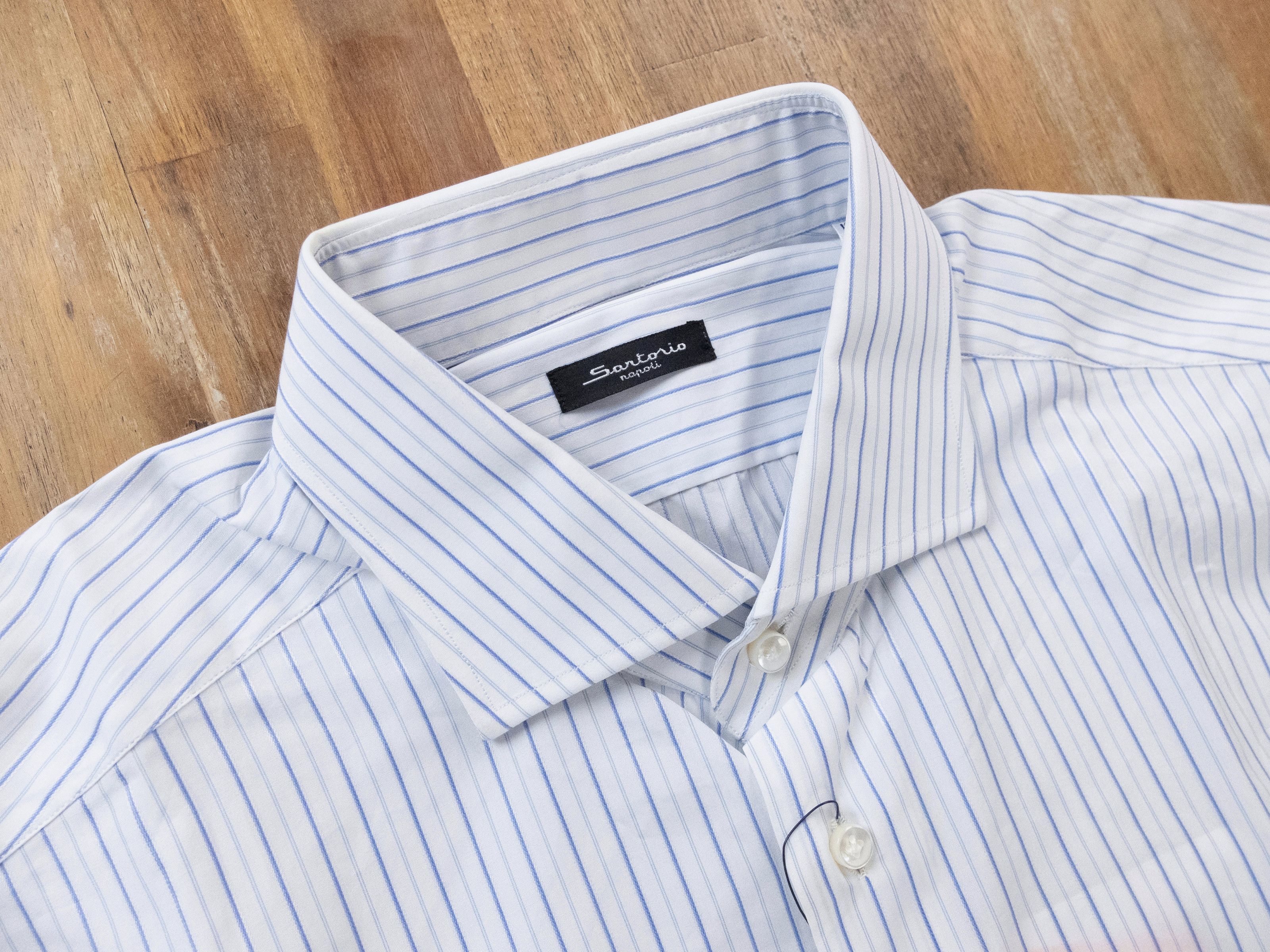 SARTORIO SARTORIO Napoli by Kiton white striped dress shirt 40 15.75 Size US M / EU 48-50 / 2 - 2 Thumbnail