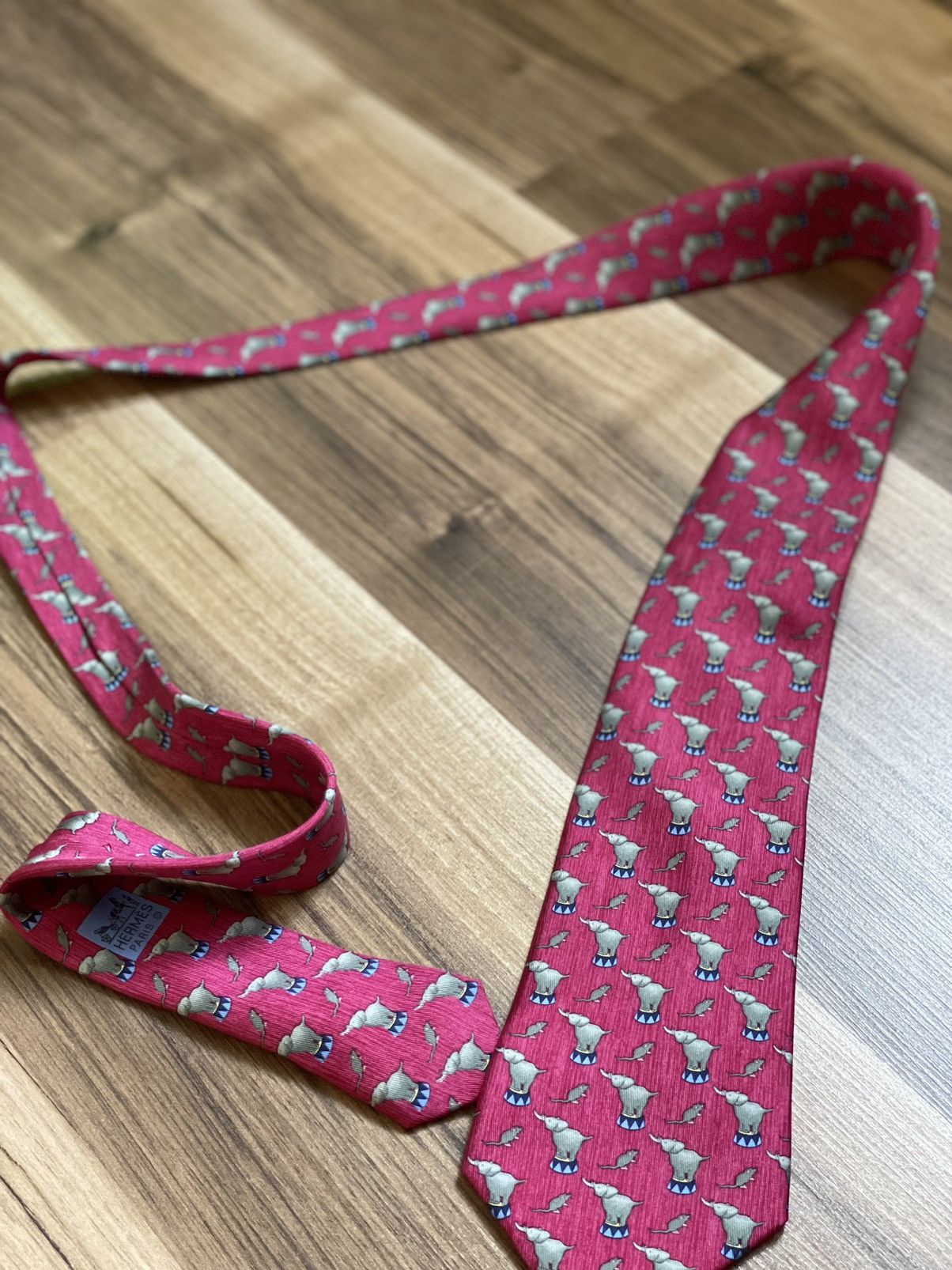 Hermes Vintage Tie Hermes Paris Luxury elephant burgundy Ties Y2K Size ONE SIZE - 1 Thumbnail