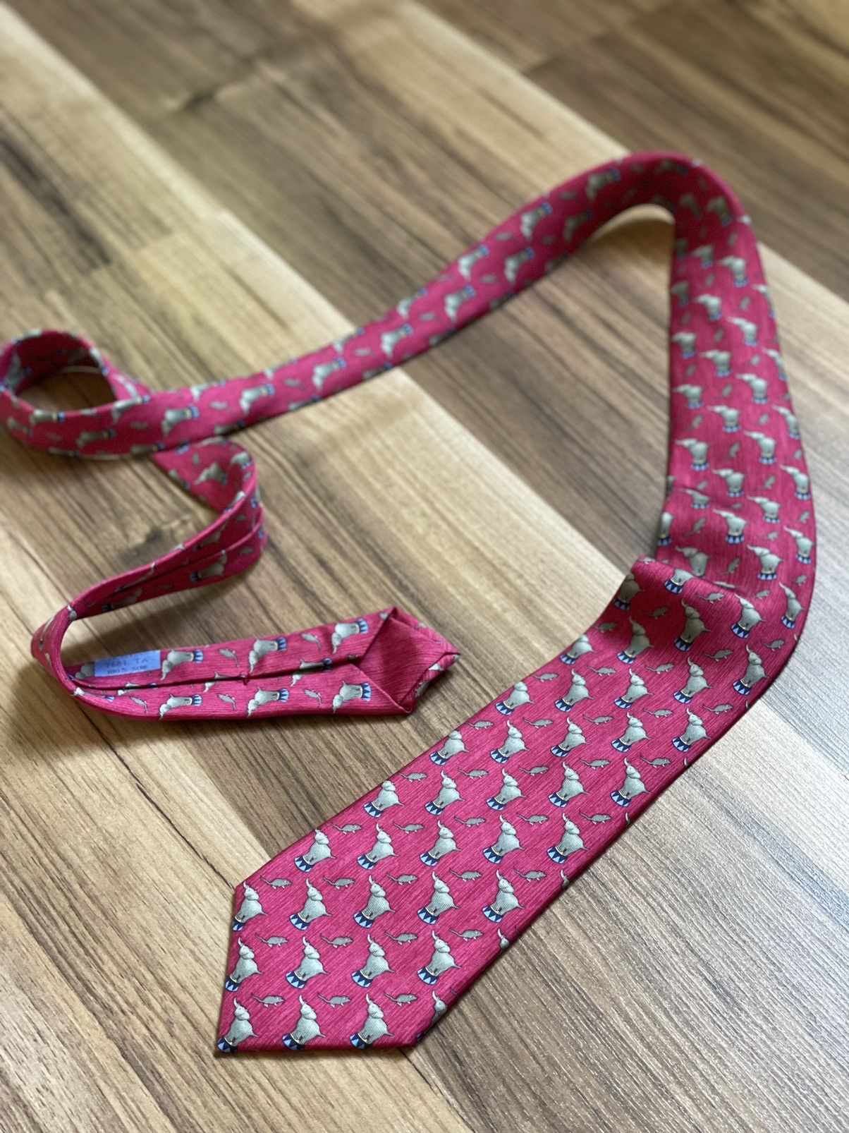 Hermes Vintage Tie Hermes Paris Luxury elephant burgundy Ties Y2K Size ONE SIZE - 2 Thumbnail