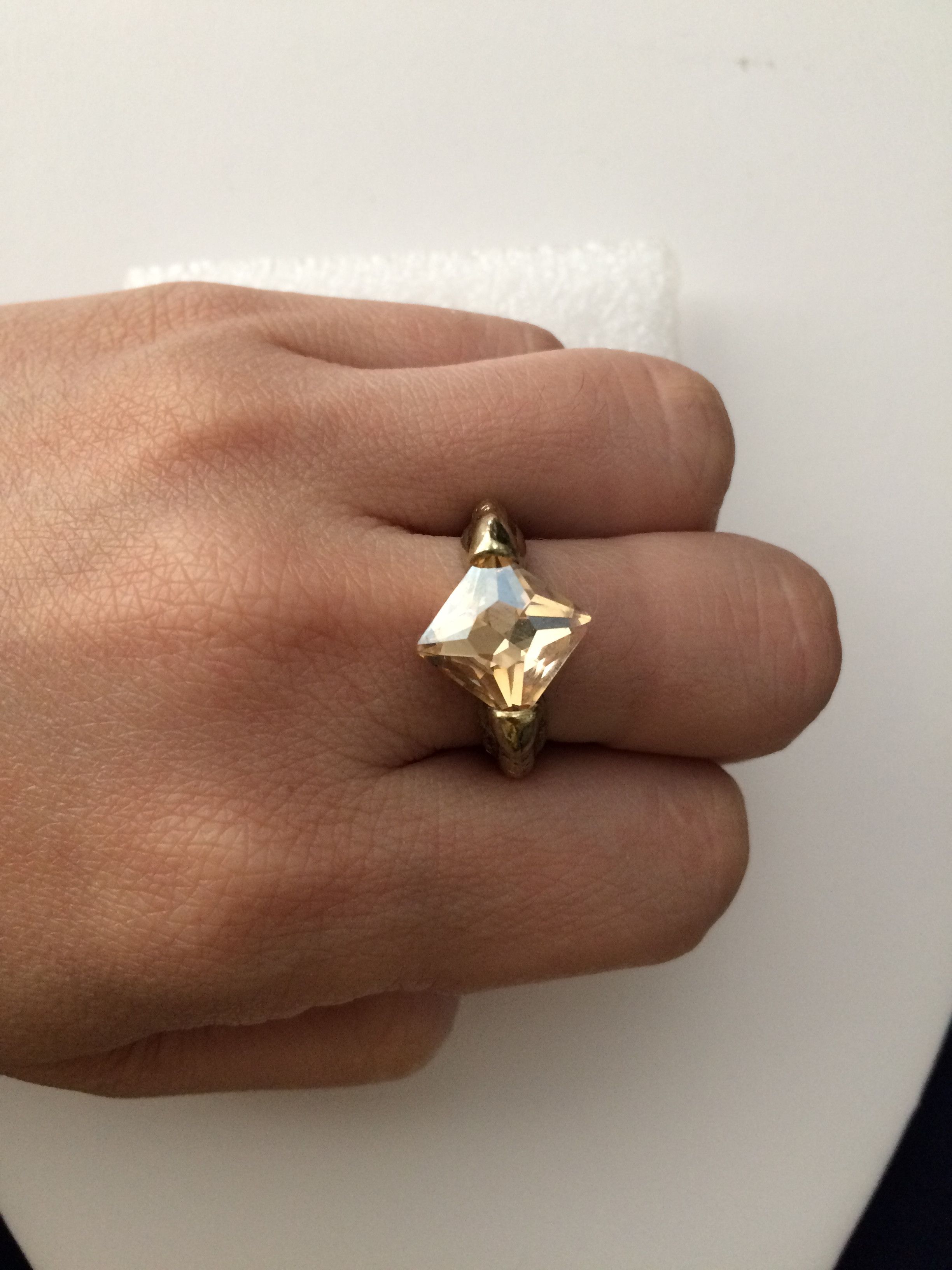 Jewelry Orange CZ Golden Ring - Size 7.75 Size ONE SIZE - 3 Thumbnail
