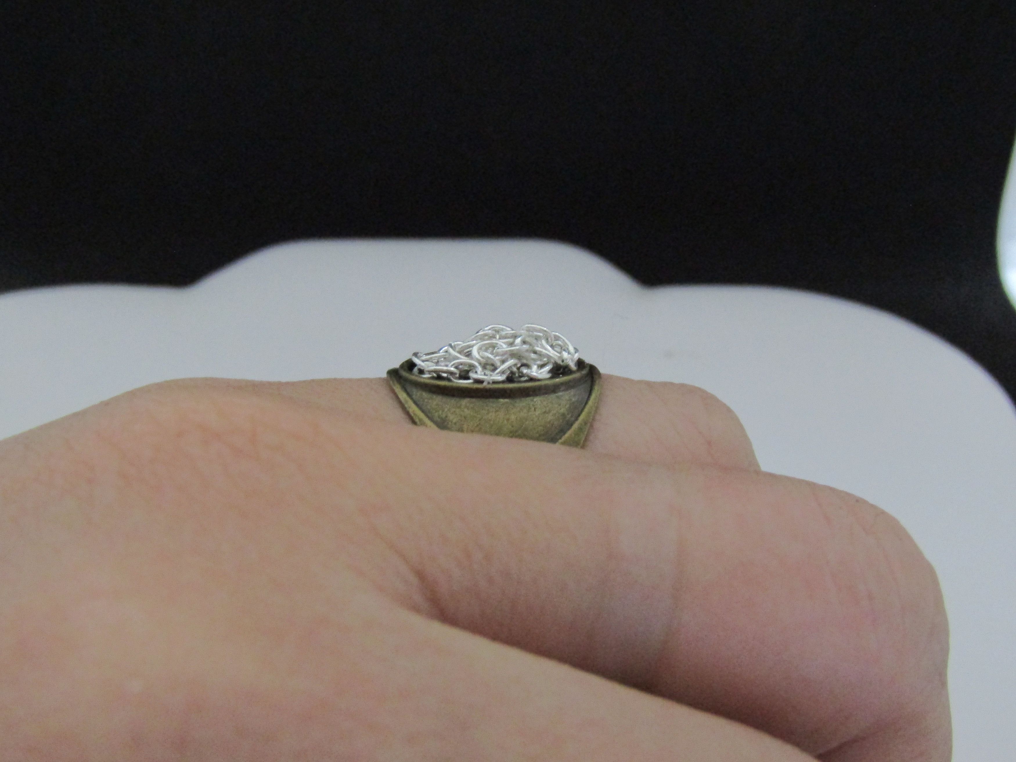 Handmade Silver Chain Bronze Ring - Size 7.25 Size ONE SIZE - 4 Thumbnail