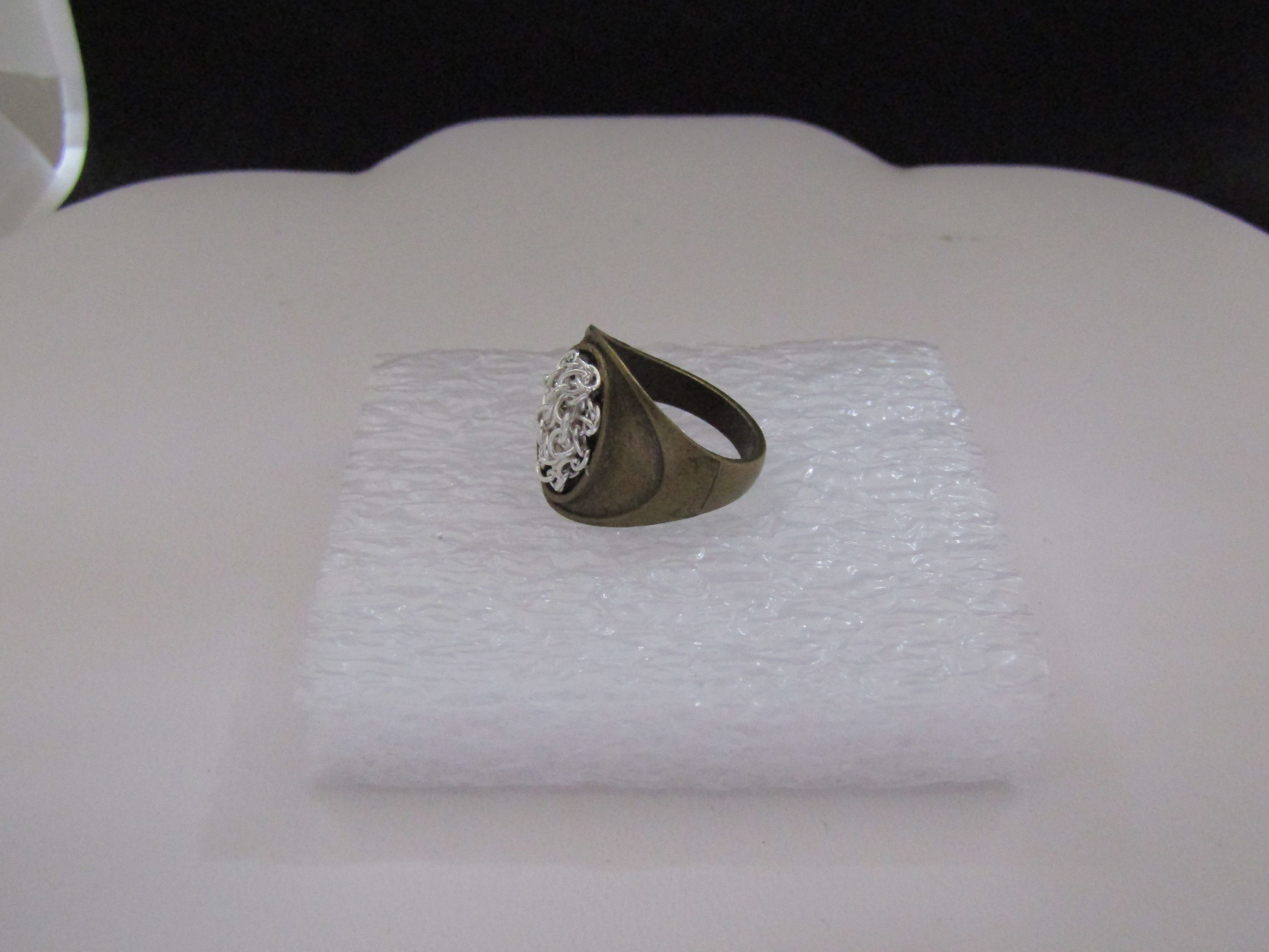 Handmade Silver Chain Bronze Ring - Size 7.25 Size ONE SIZE - 2 Thumbnail