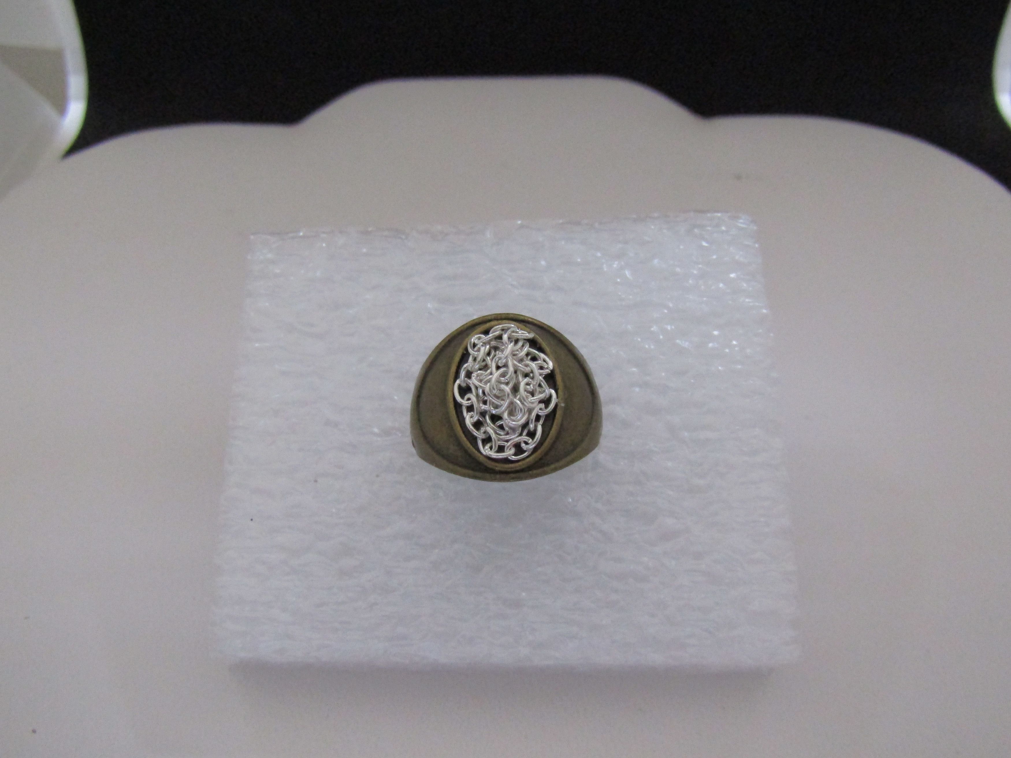 Handmade Silver Chain Bronze Ring - Size 7.25 Size ONE SIZE - 1 Thumbnail