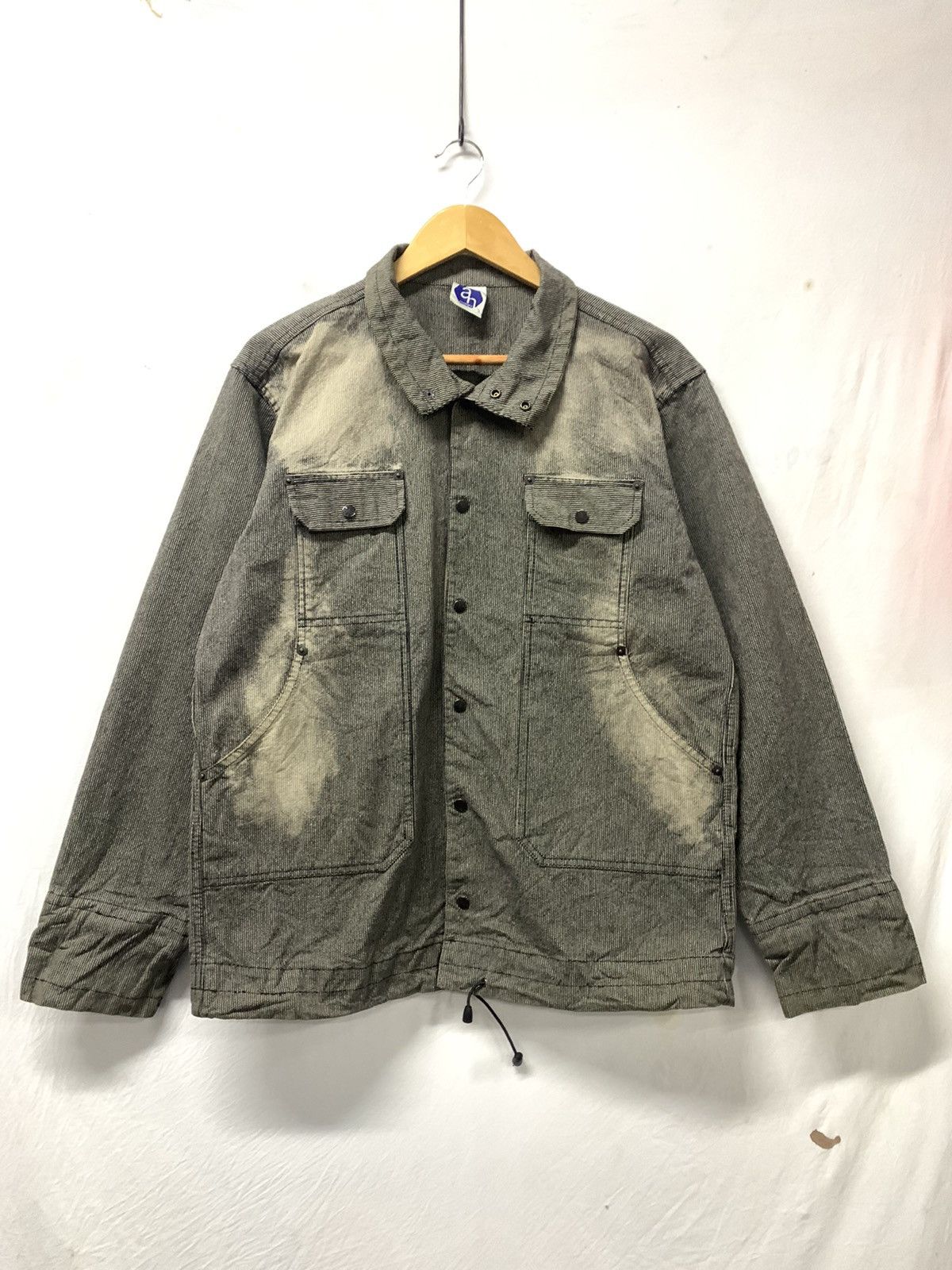 image of Abahouse Distressed Button Jacket in Grey, Men's (Size Medium)