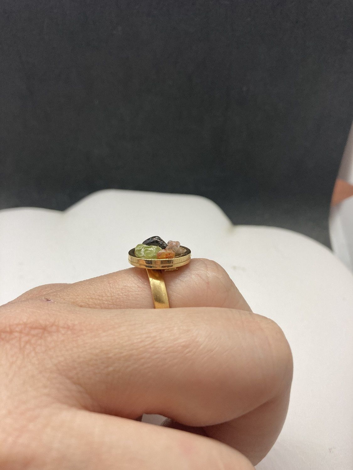 Handmade Mix quartz Golden Ring - Size 7 Size ONE SIZE - 4 Thumbnail