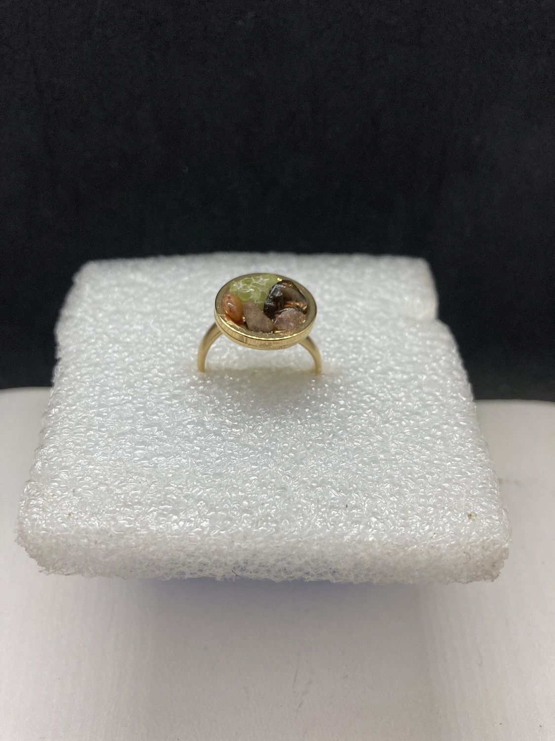 Handmade Mix quartz Golden Ring - Size 7 Size ONE SIZE - 2 Thumbnail