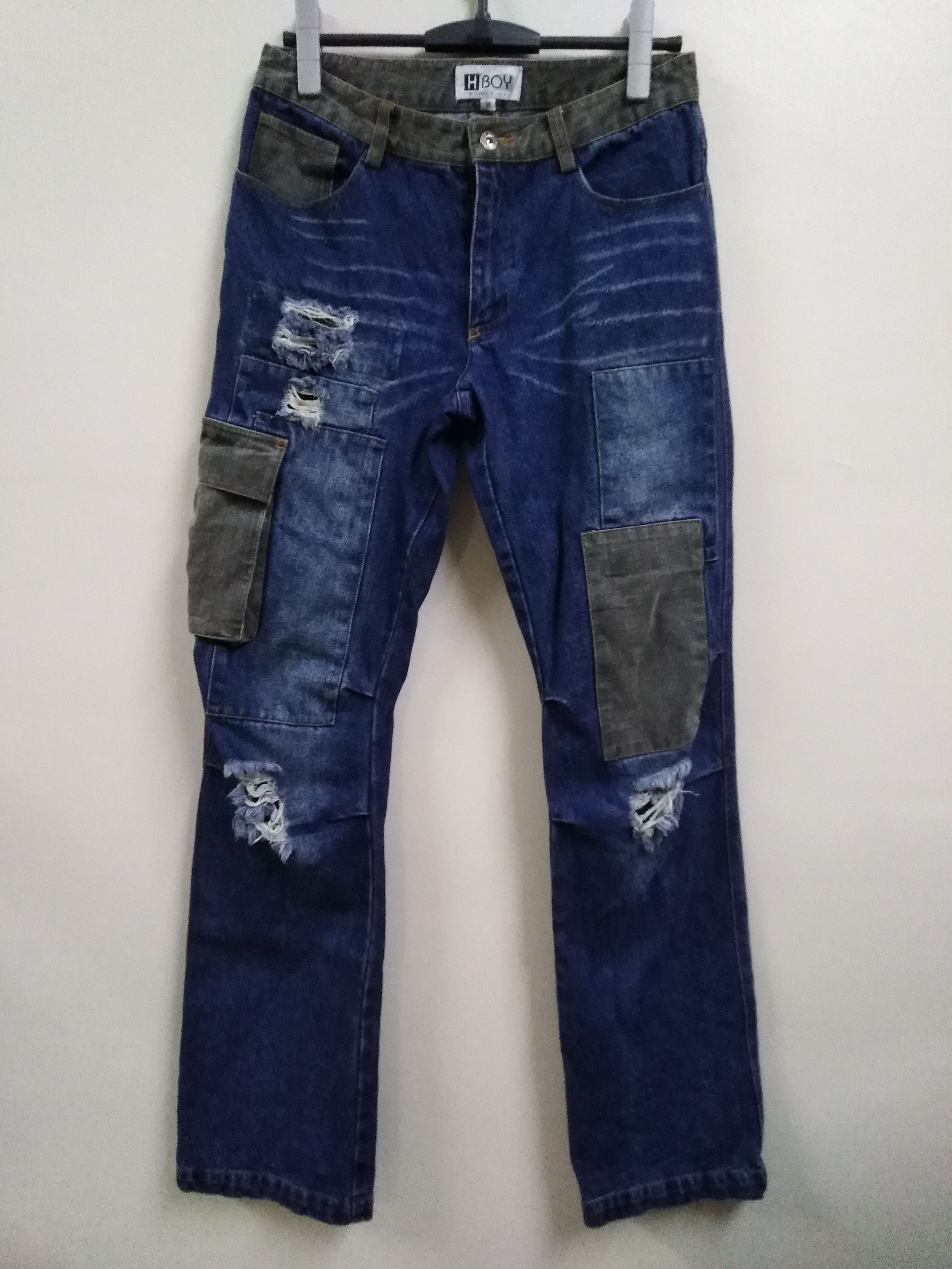 Nicole Club Cargo Jeans Japanese Brand H BOY Patchwork Jeans Size US 32 / EU 48 - 1 Thumbnail