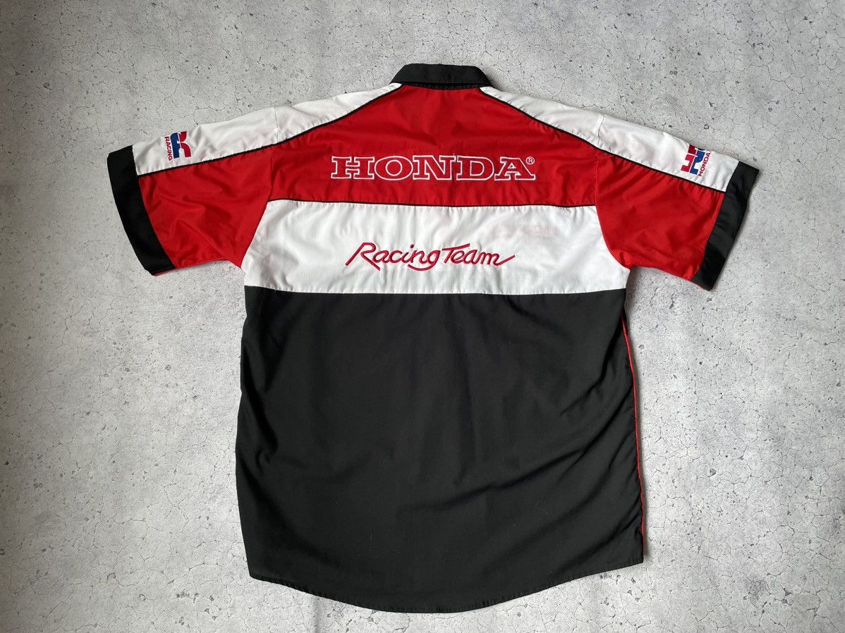 T-shirt Vintage Honda Racing XL Rouge Délavé - Manches Longues, Logo Rare, 100% Coton