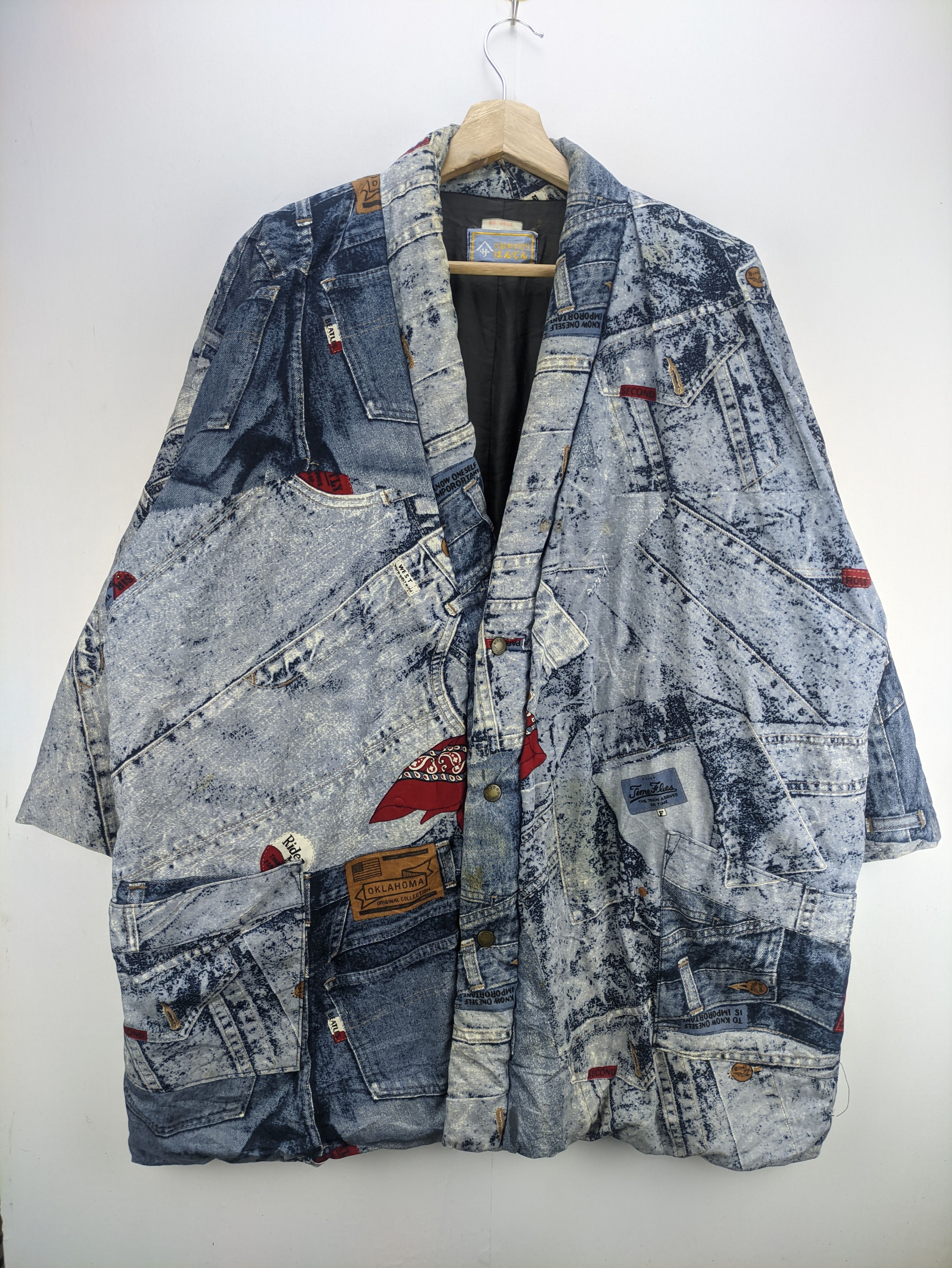 Japanese Brand Steals🔥Vintage Kimono Haori Denim Printed Size US L / EU 52-54 / 3 - 1 Thumbnail