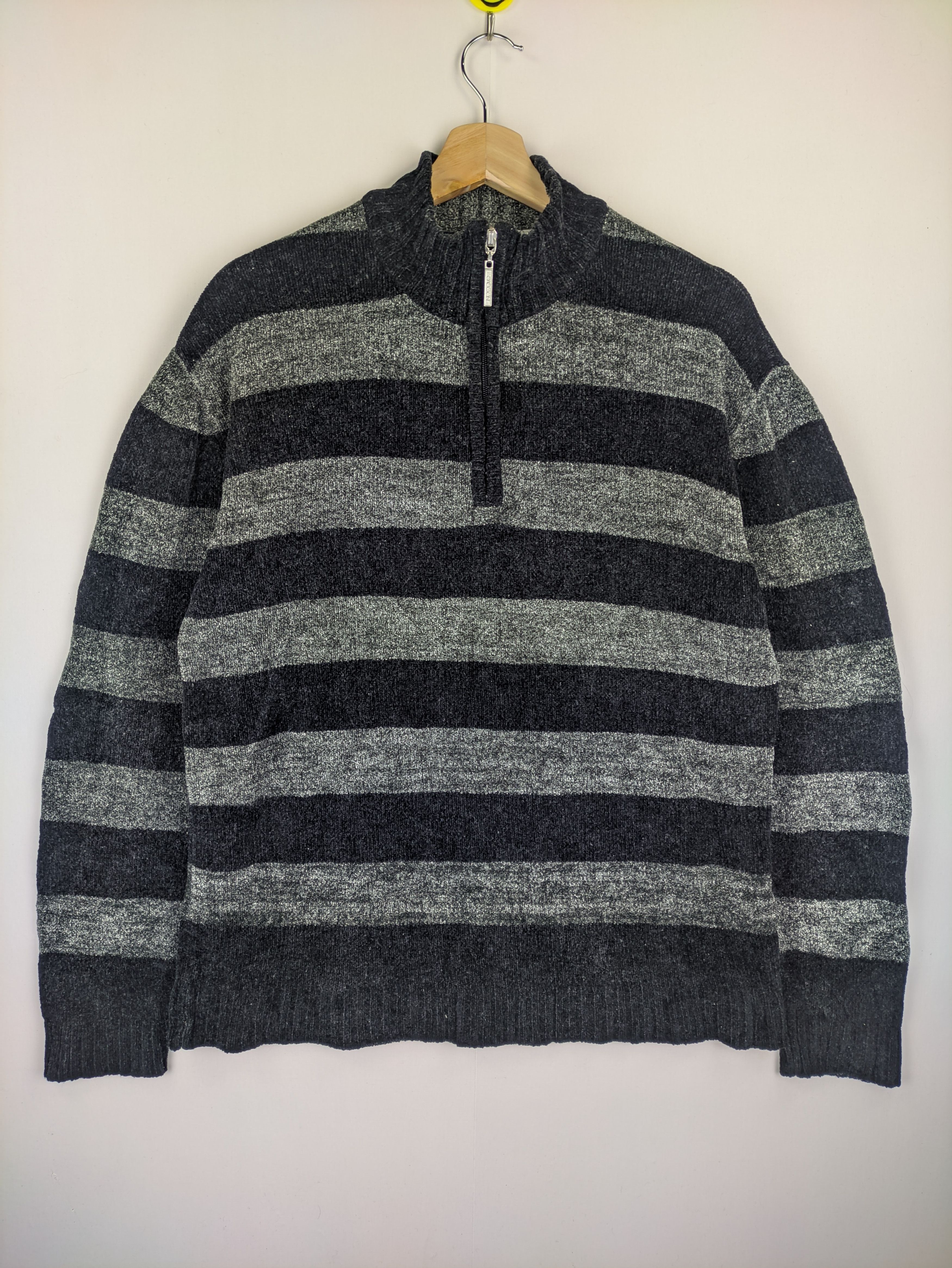 image of Aran Isles Knitwear x Vintage Stealsvintage Knit Sweater Stripe Patterned By Sasson in Black Gray (