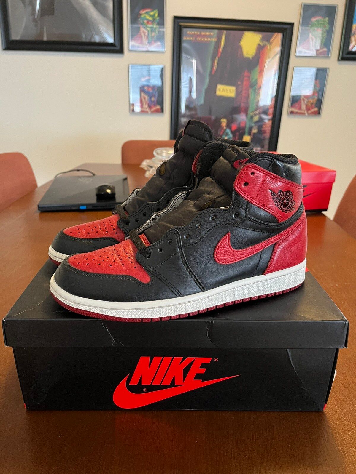 Pre-owned Jordan Nike Jordan 1 Bred 2016 Size 8 Shoes In Red