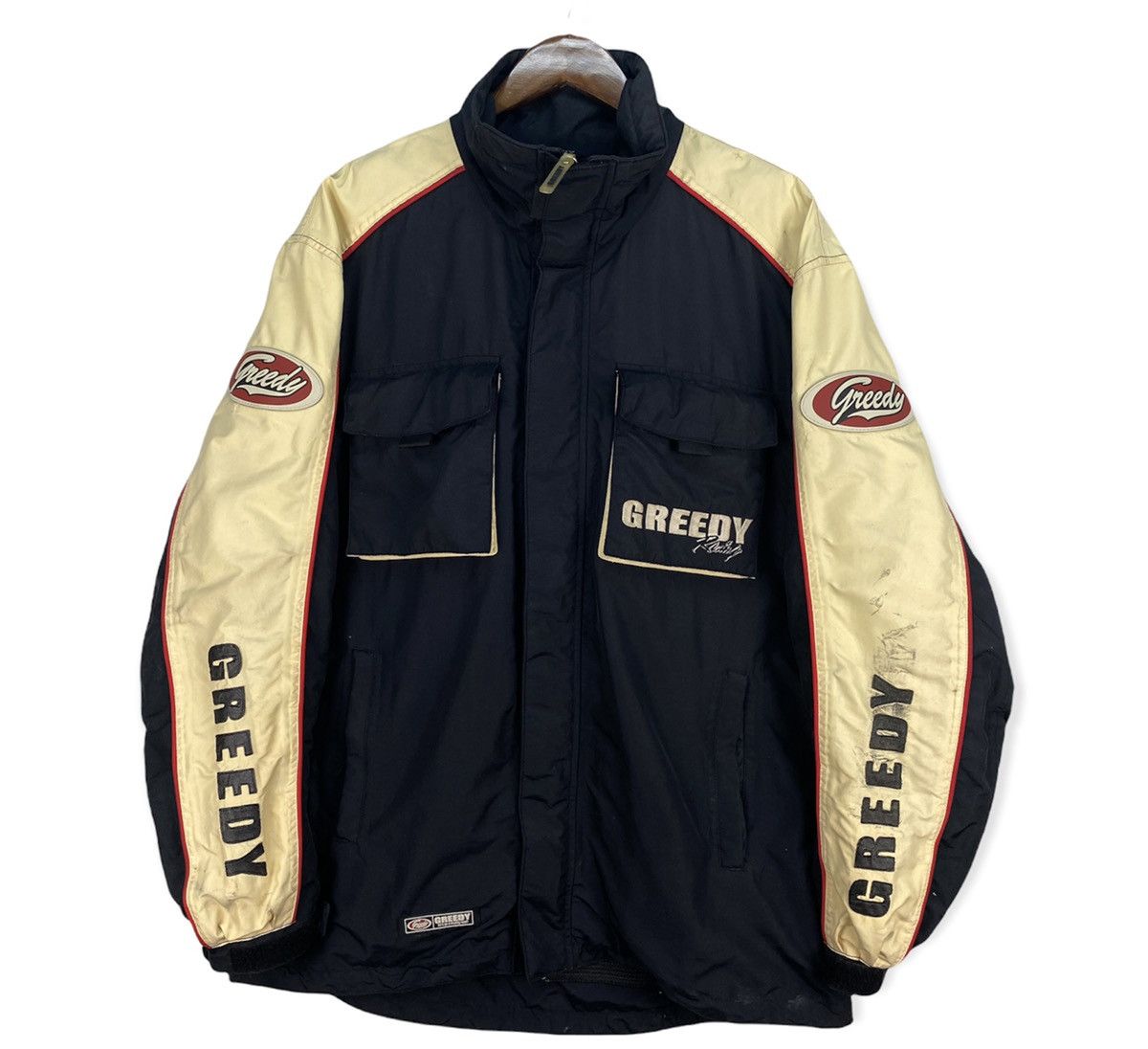 image of Moto x Sports Specialties Vintage Greedy Racing Jacket in Black, Men's (Size Large)