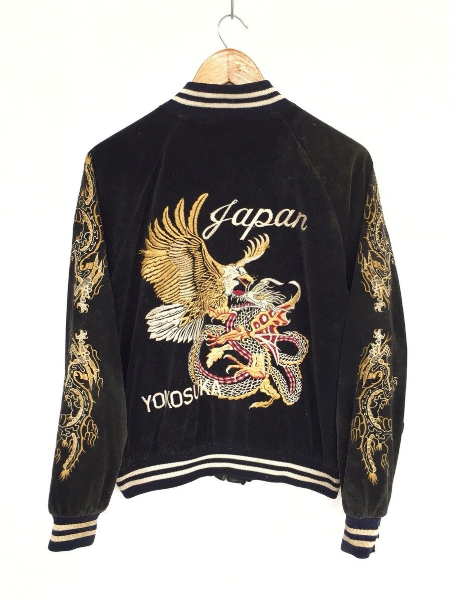 Tailor Toyo RARE🔥80s 🇯🇵 Yokosuka 🦅 🐉 Embroider Velvet Sukajan Size US L / EU 52-54 / 3 - 1 Thumbnail