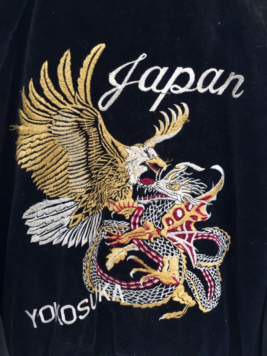 Tailor Toyo RARE🔥80s 🇯🇵 Yokosuka 🦅 🐉 Embroider Velvet Sukajan Size US L / EU 52-54 / 3 - 6 Thumbnail