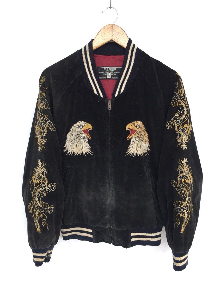Tailor Toyo RARE🔥80s 🇯🇵 Yokosuka 🦅 🐉 Embroider Velvet Sukajan Size US L / EU 52-54 / 3 - 2 Thumbnail