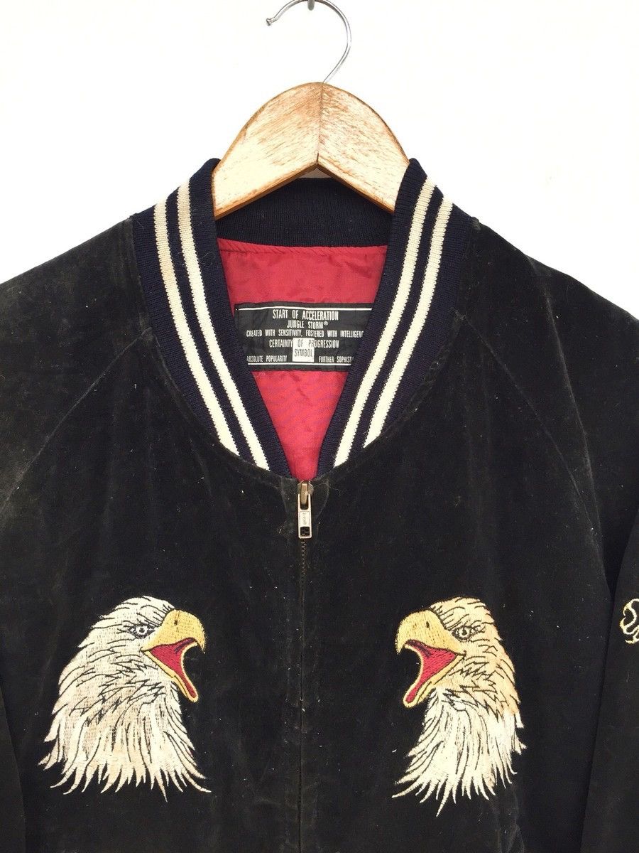 Tailor Toyo RARE🔥80s 🇯🇵 Yokosuka 🦅 🐉 Embroider Velvet Sukajan Size US L / EU 52-54 / 3 - 3 Thumbnail