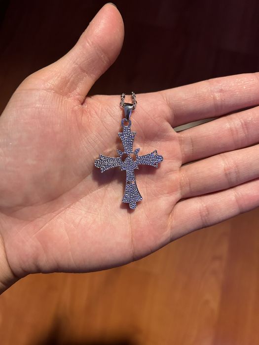 Vintage Y2K MultiColor Rhinestone Cross Necklace Grailed