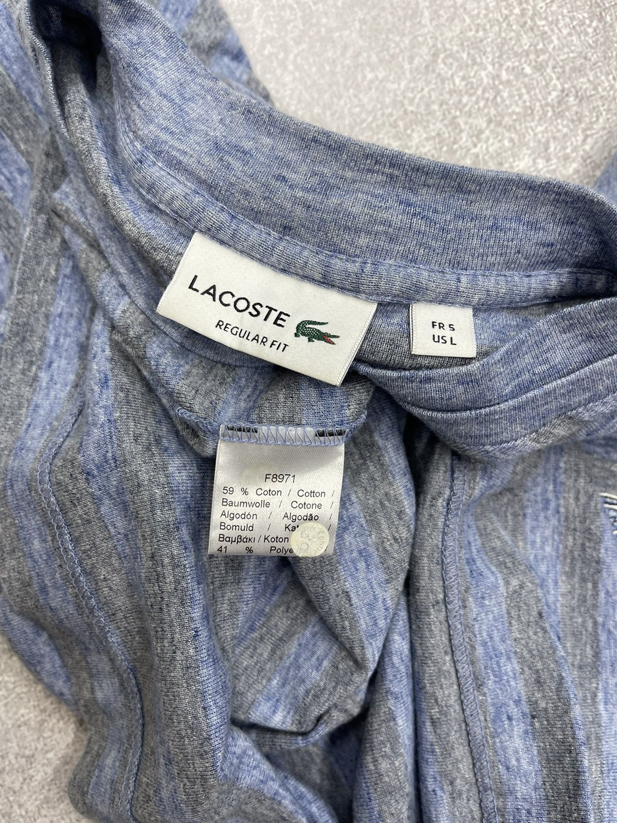 Lacoste Mens Lacoste Longsleeve Striped Blue Y2K Size L Size US L / EU 52-54 / 3 - 5 Thumbnail