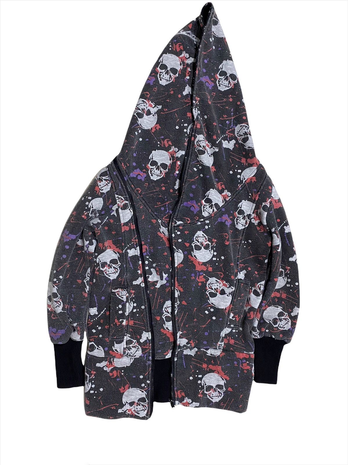 image of Malcolm Mclaren x Skulls hoodies Zipper Over Print Skull in Blue, Men's (Size Small)