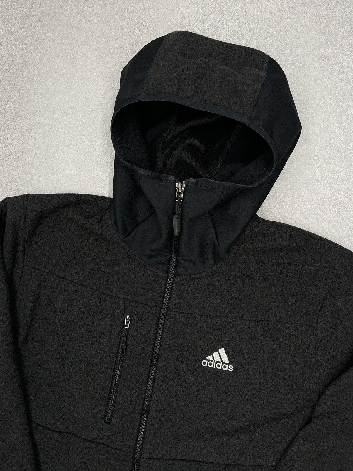 Adidas Vintage Adidas Ninja Fleece Zip Hoodie Grey Outdoor Y2K Size US M / EU 48-50 / 2 - 5 Thumbnail