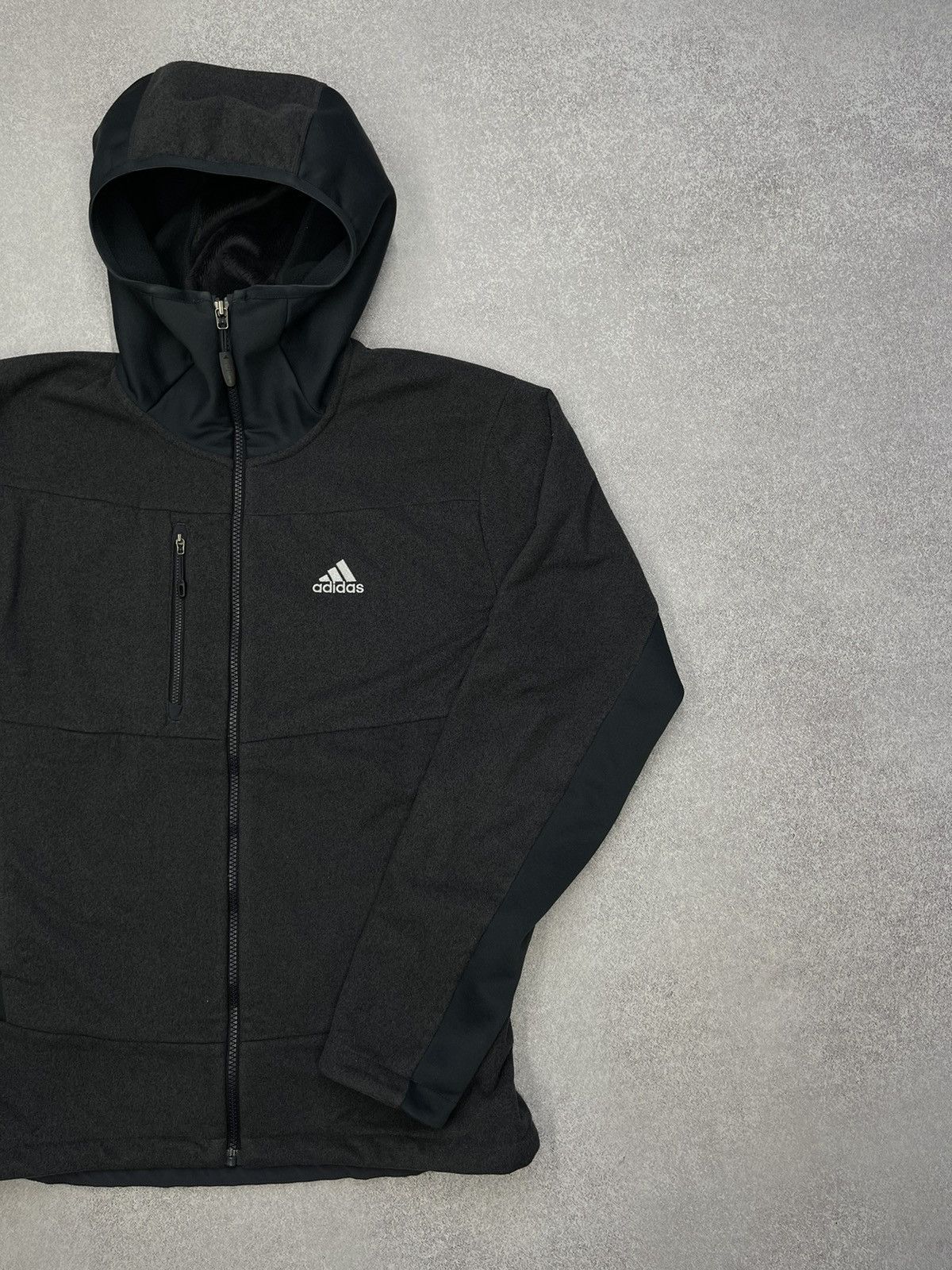 Adidas Vintage Adidas Ninja Fleece Zip Hoodie Grey Outdoor Y2K Size US M / EU 48-50 / 2 - 4 Thumbnail