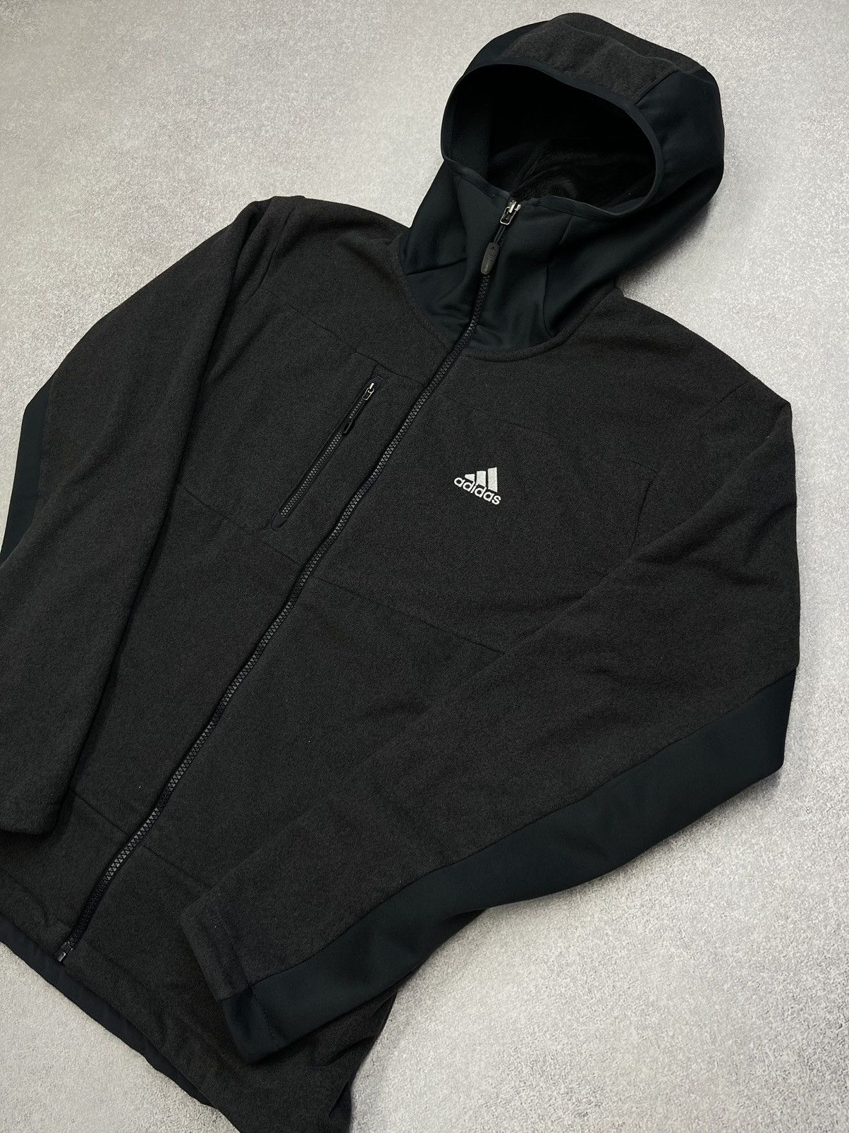 Adidas Vintage Adidas Ninja Fleece Zip Hoodie Grey Outdoor Y2K Size US M / EU 48-50 / 2 - 3 Thumbnail