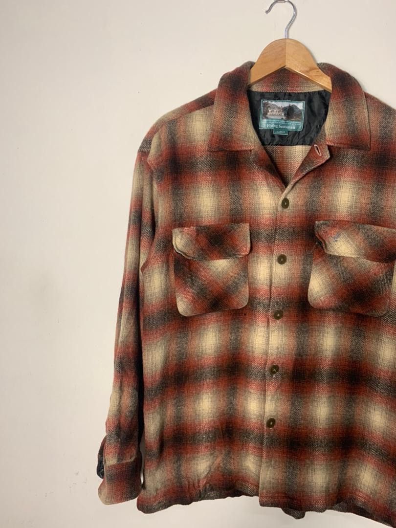Vintage Flying Scotsman Wool Flannel Jacket Blanket